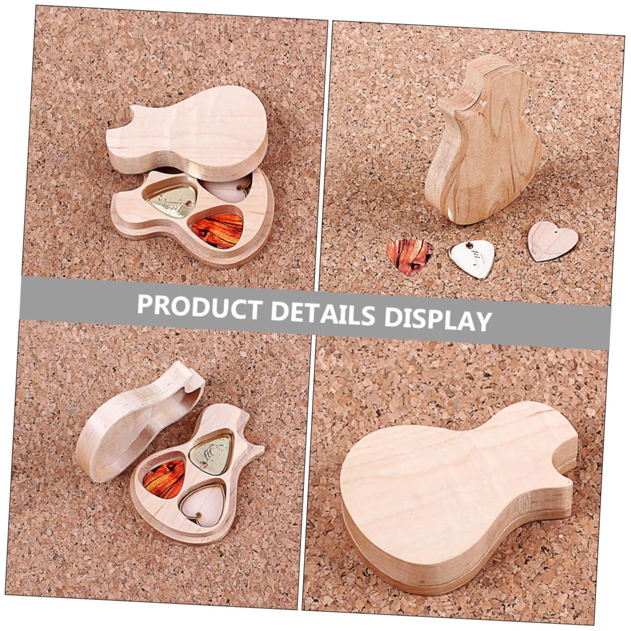ibasenice 3sätze Handgefertigter Holz-Gitarren-Pick-Box Mit Plektren Für Musikliebhaber Gitarrenzubehör Mit Natürlichem Holzdesign Zur Sicheren Aufbewahrung Von Gitarrenaccessoires Und