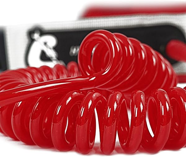 SUP COILED LEASH GREY/RED 10' - 3