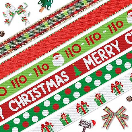 Merry Christmas Ribbon Set for Festive Décor and Gift Wrapping