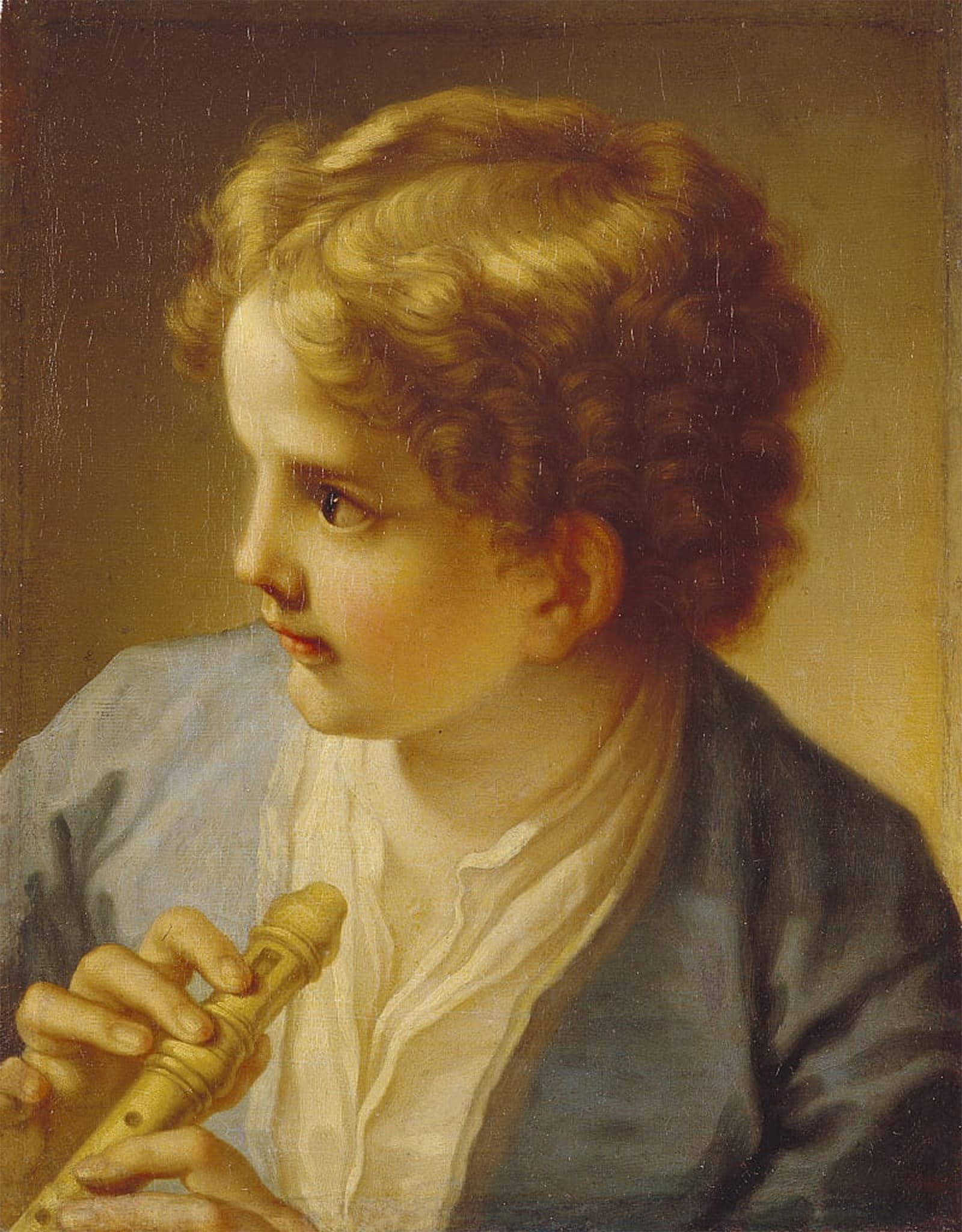 POSTERIIk Famous Modern Artwork Art Mural Boy with a Flute by Benedetto Luti Oil Paintings Pictures for Home Decor 60x90cm