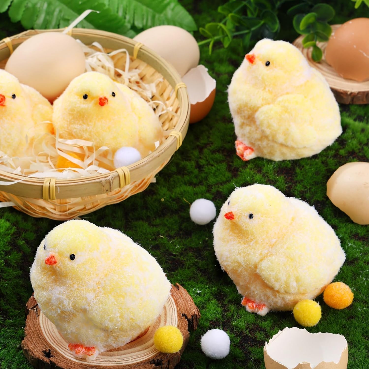 4 Pack Handmade Chick Taba Squishies Toys Ultra Soft Chick Squeeze Fidget Toys for Stress Relief Pinch Kawaii Family Sticky Squishies Toys Easter Stuffers