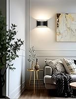 Vista 2 de LOHAS - Juego de dos apliques de pared LED modernos negros, iluminación de pared arriba y abajo, luces de pared interiores cableadas