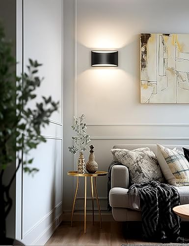 Miniatura 2 de LOHAS - Juego de dos apliques de pared LED modernos negros, iluminación de pared arriba y abajo, luces de pared interiores cableadas para