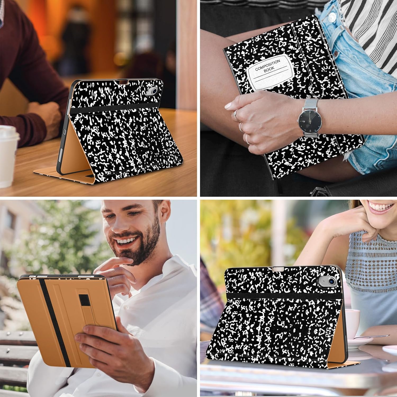 DTTO for iPad Air 11-inch Case M4/M3/M2 (2026/2025/2024), iPad Air 5th / 4th Generation (2022/2020), Premium Leather Business Folio Stand Cover with Pencil Holder - Auto Sleep/Wake, Composition Book