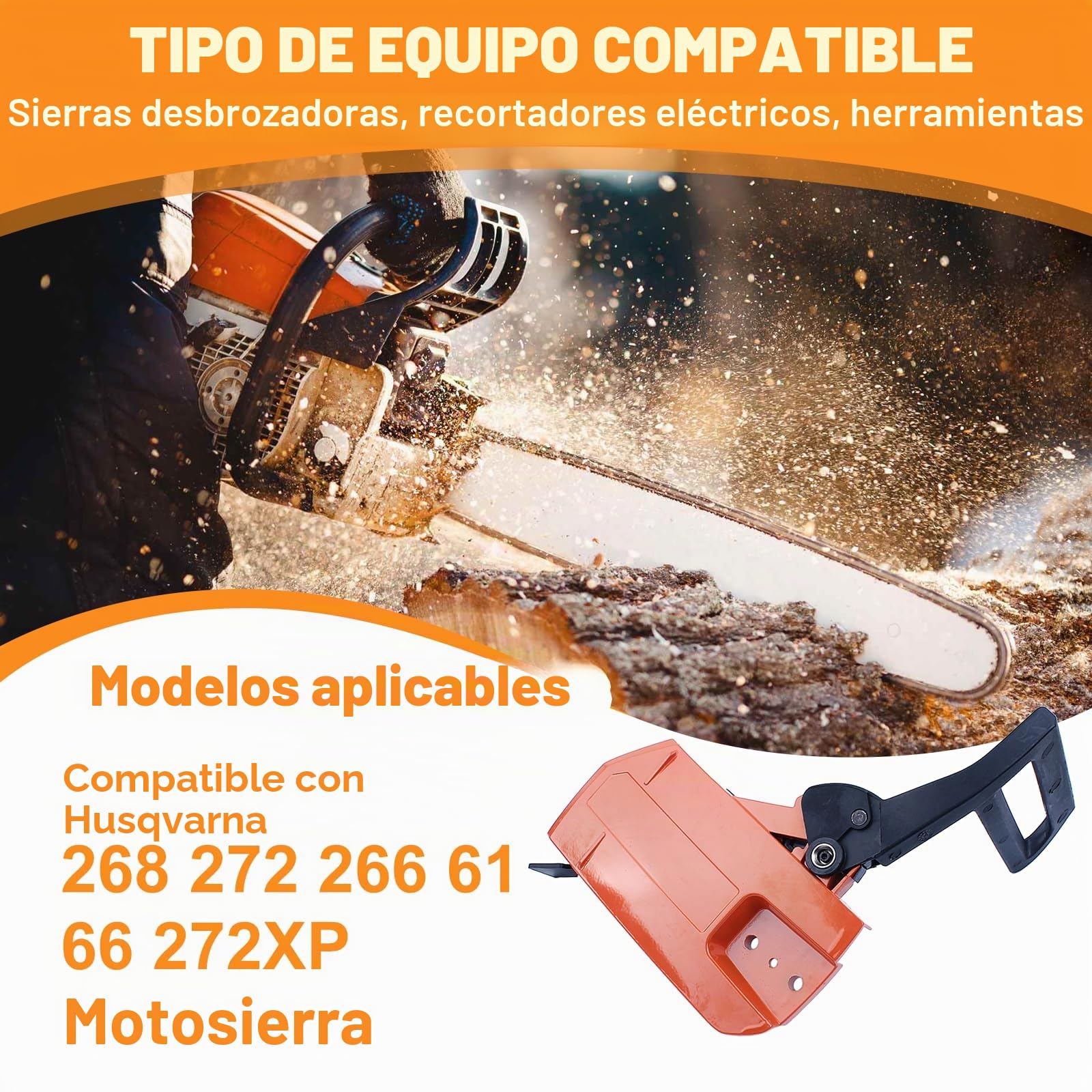 Cadena de Freno Embrague Tambor Piñón Cubierta Buje para Husqvarna 268 272 266 61 66 272XP Piezas de Motosierra