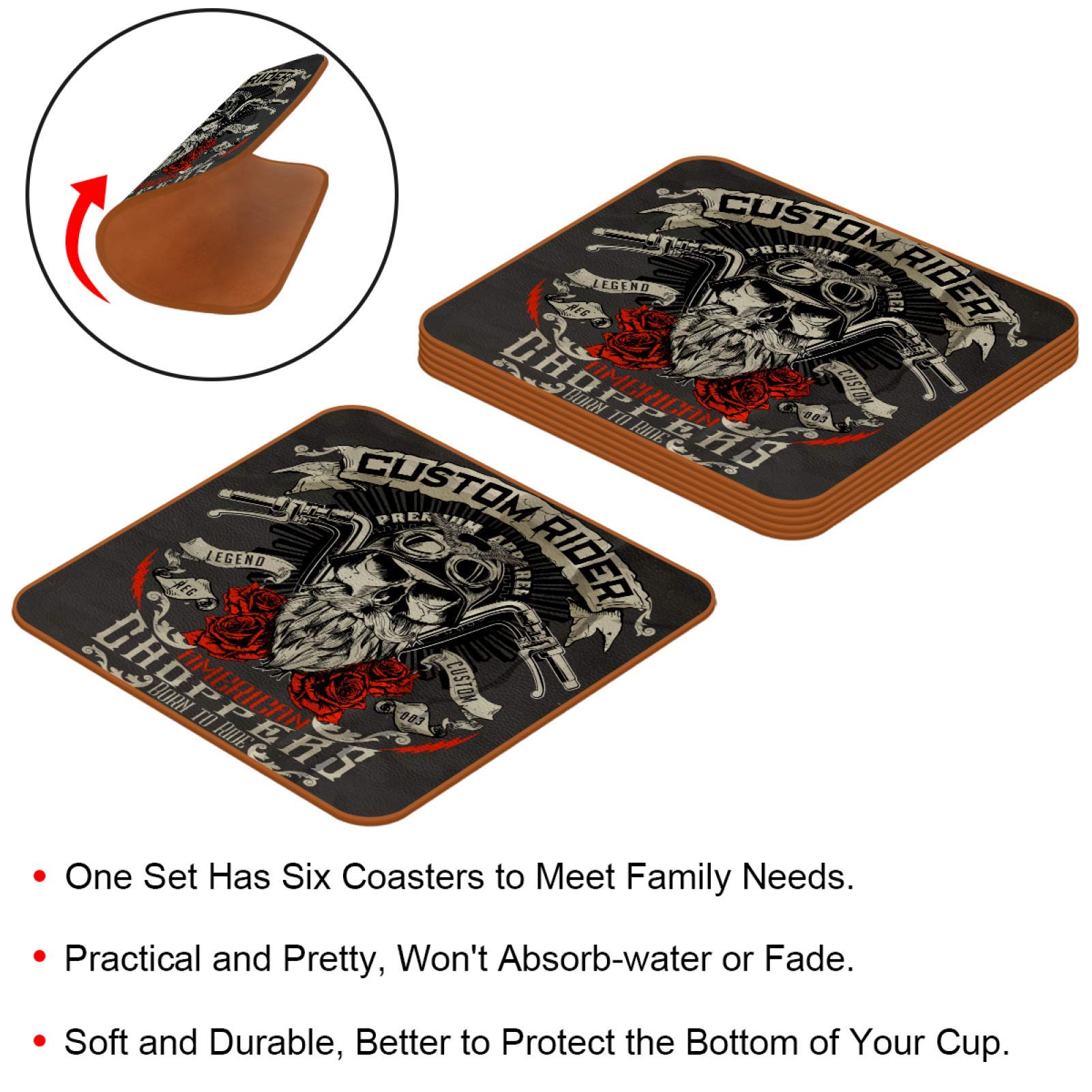 Lot De 3 Dessous De Verre En Cuir PU OUNONA - 6 Pièces - Sets De Table Pour Boissons Avec Support Protegez Vos Meubles Des Taches Noir 86165756