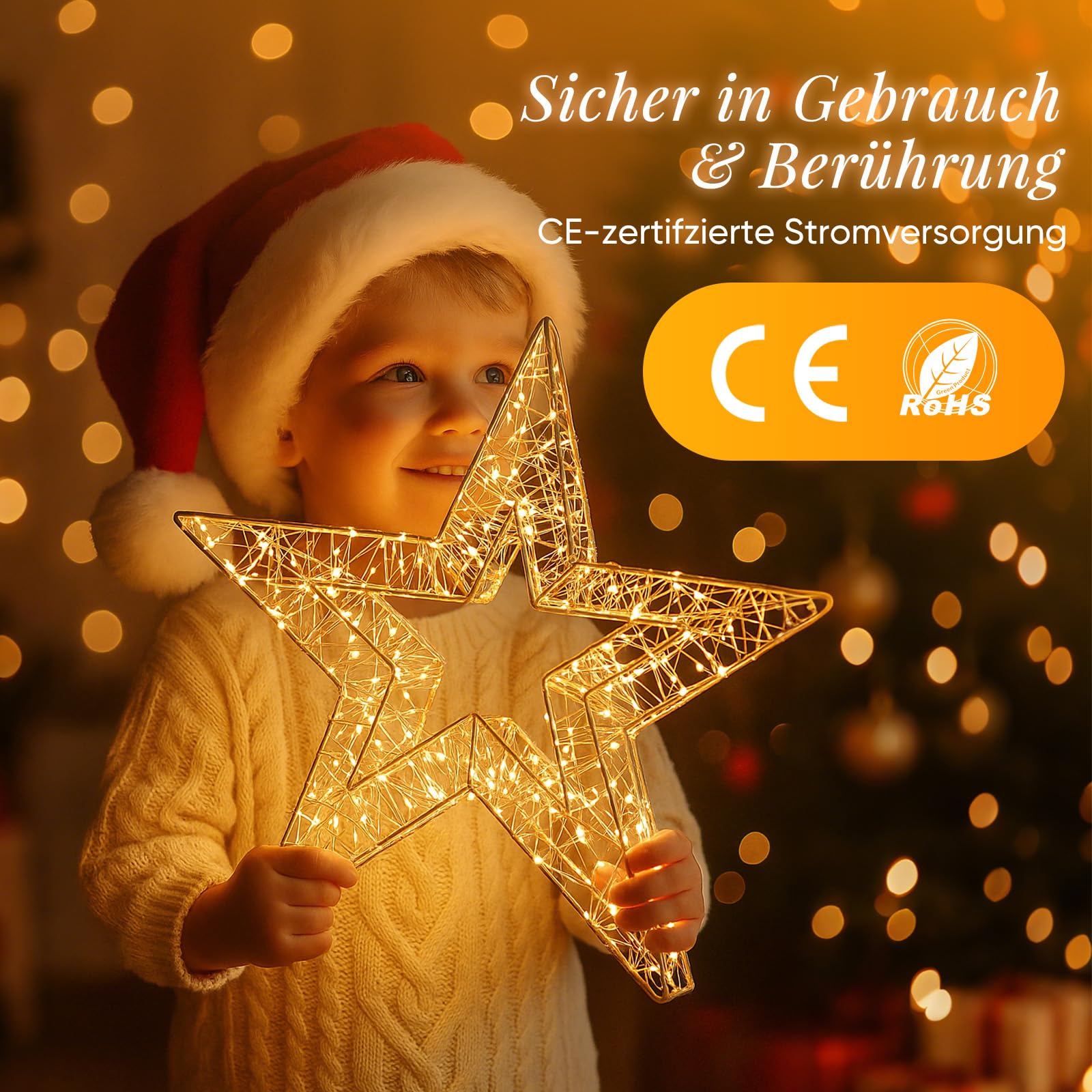 SALCAR LED Weihnachtsstern Beleuchtet 45cm, Metall Adventsstern Leuchtstern mit 8 Modi & Timer, Stern Fenster Deko zum Aufhängen, Weihnachten Dekostern für Innen Außen, Warmweiß