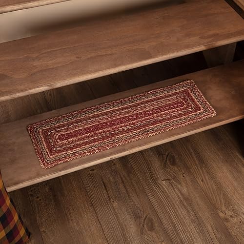 VHC Brands Molino de sidra Primitive Yute Rojo Rayas Escalera Rectángulo de Látex Respaldo 8.5"x27"