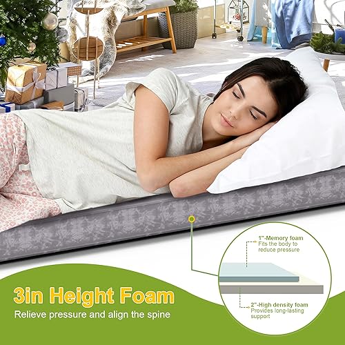 Miniatura 3 de Colchón de espuma viscoelástica portátil enrollable para dormir, colchón de piso de invitados plegable, tapete de espuma ligera para dormir, colchón