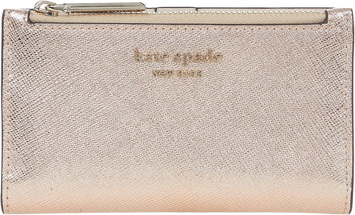 Kate Spade New York Spencer Metallic Small Slim Bifold Rose Gold One Size