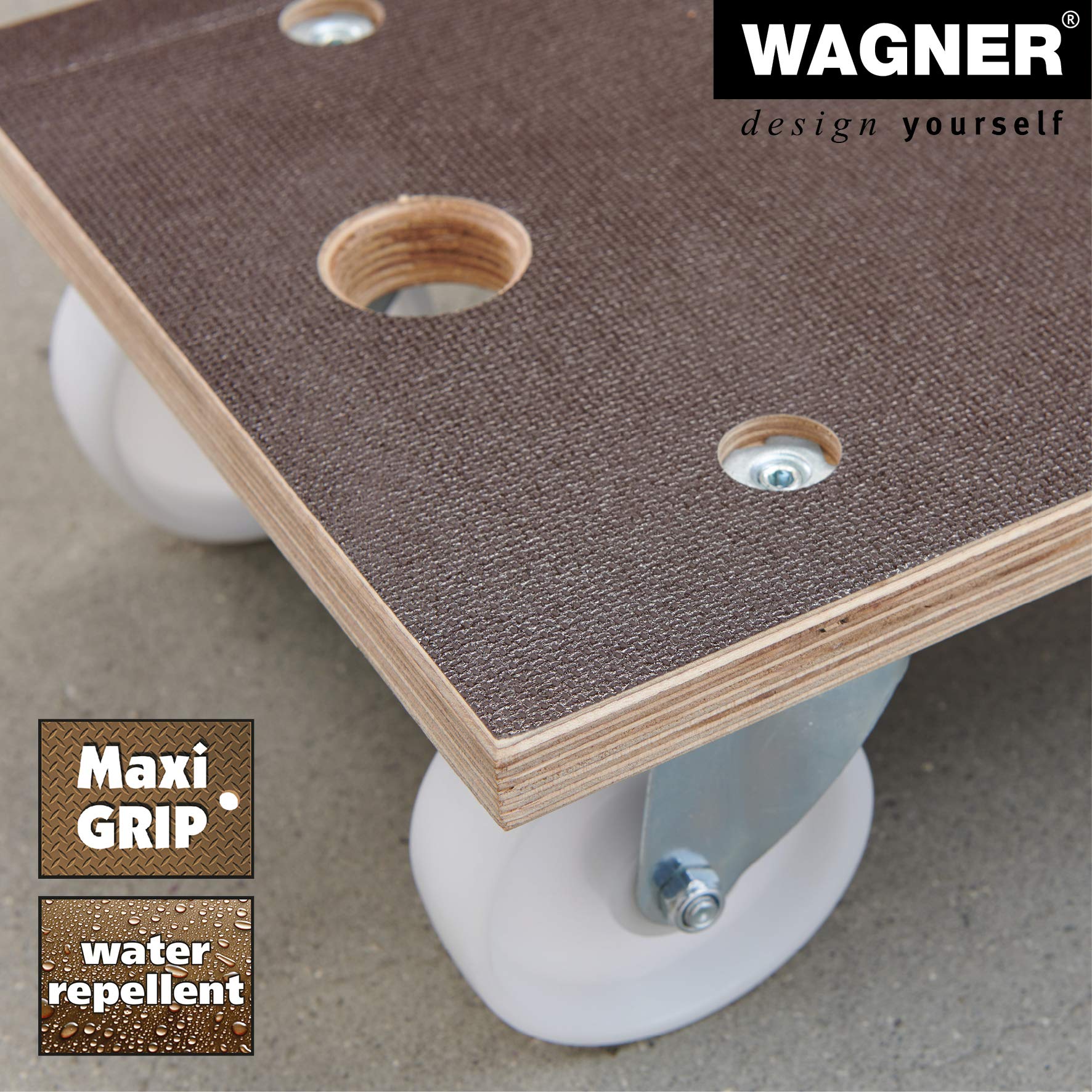 Chariot Transport Wagner MM 1143 - 500kg Charge Max - Plateau Multiplex 24mm - 57,5x30cm - Surface Antidérapante