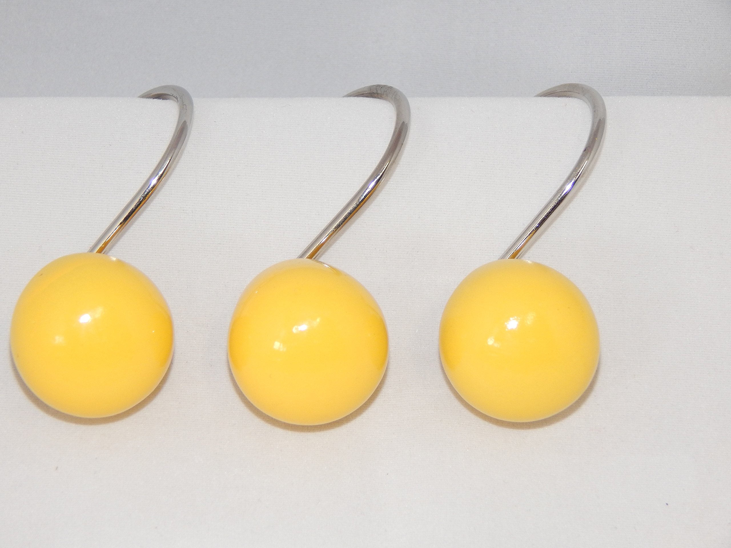 Amazon.com: BH Home & Linen Yellow Orbit 12 Shower Curtain Hooks Retro ...