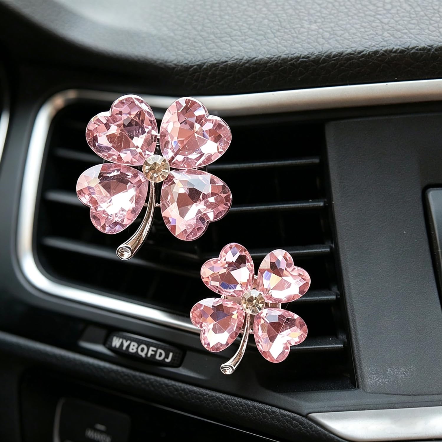 Pink Four-Leaf Clover Car Vent Clip, Lucky Auto Decor for Women
