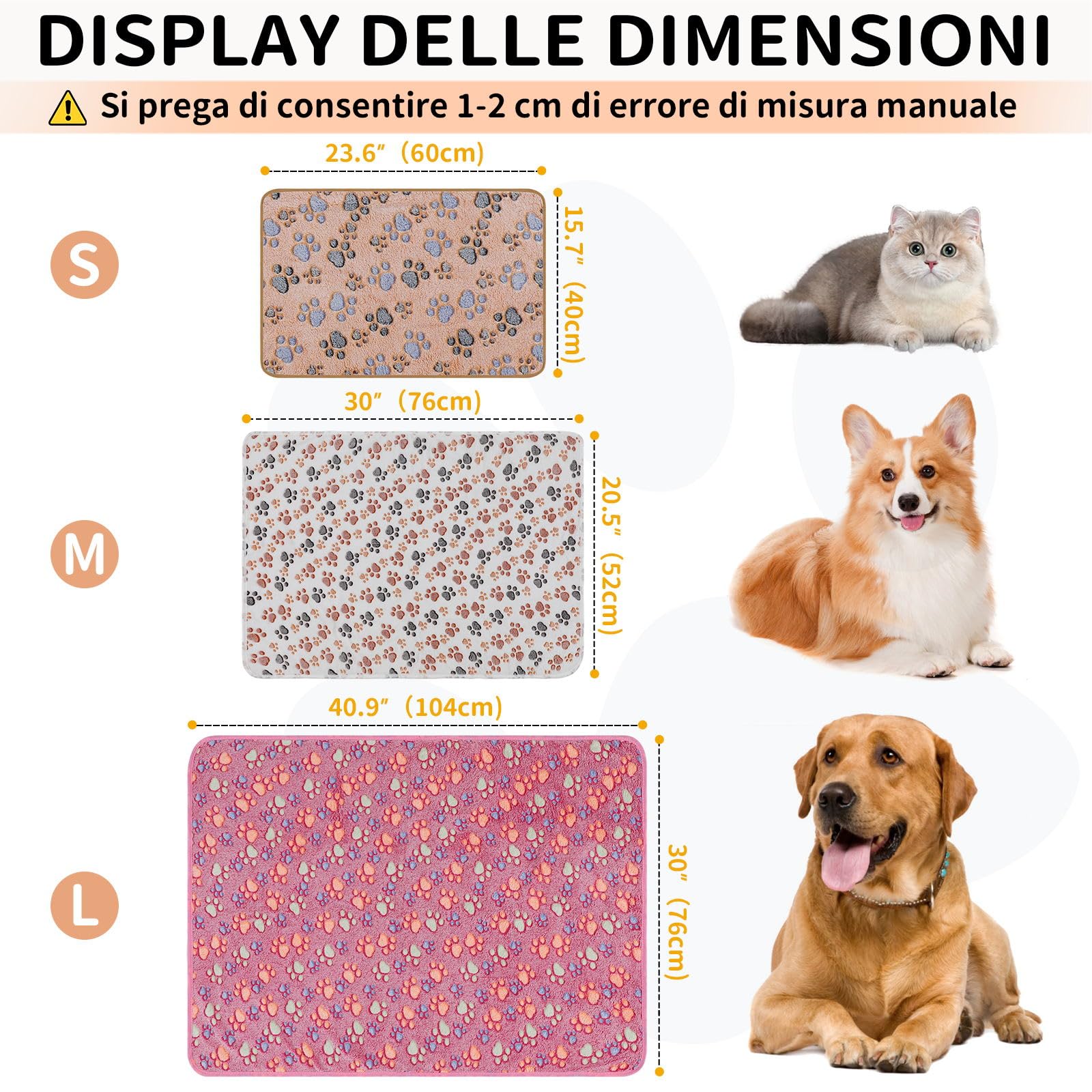 COMSLE Coperta per Cani Cane Gatto Lavabile Durevole, 3 Pezzi, Coperte per Cani in Morbida e Calda Flanella, Copertina per Cani Gatti Adatto per Cani di Piccola e Media Taglia, 40 * 60CM Gambe