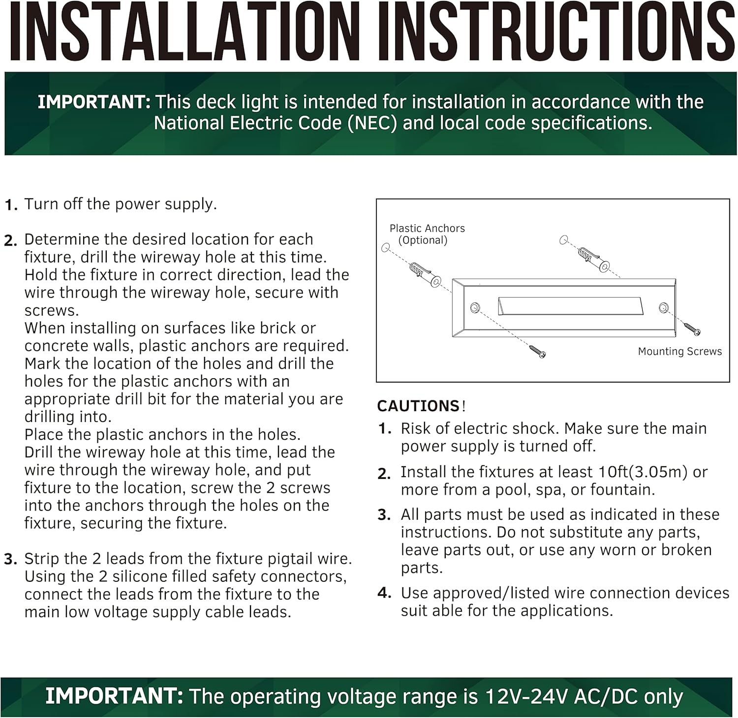 GKOLED 6-Pack Low Voltage 12-24V AC/DC LED Linear Step Lights, 2W Landscape Cutoff Stair Riser Light, Outdoor Waterproof Accent Lighting Fixtures, Die-cast Aluminum with Black Powder Coated Finish - - 