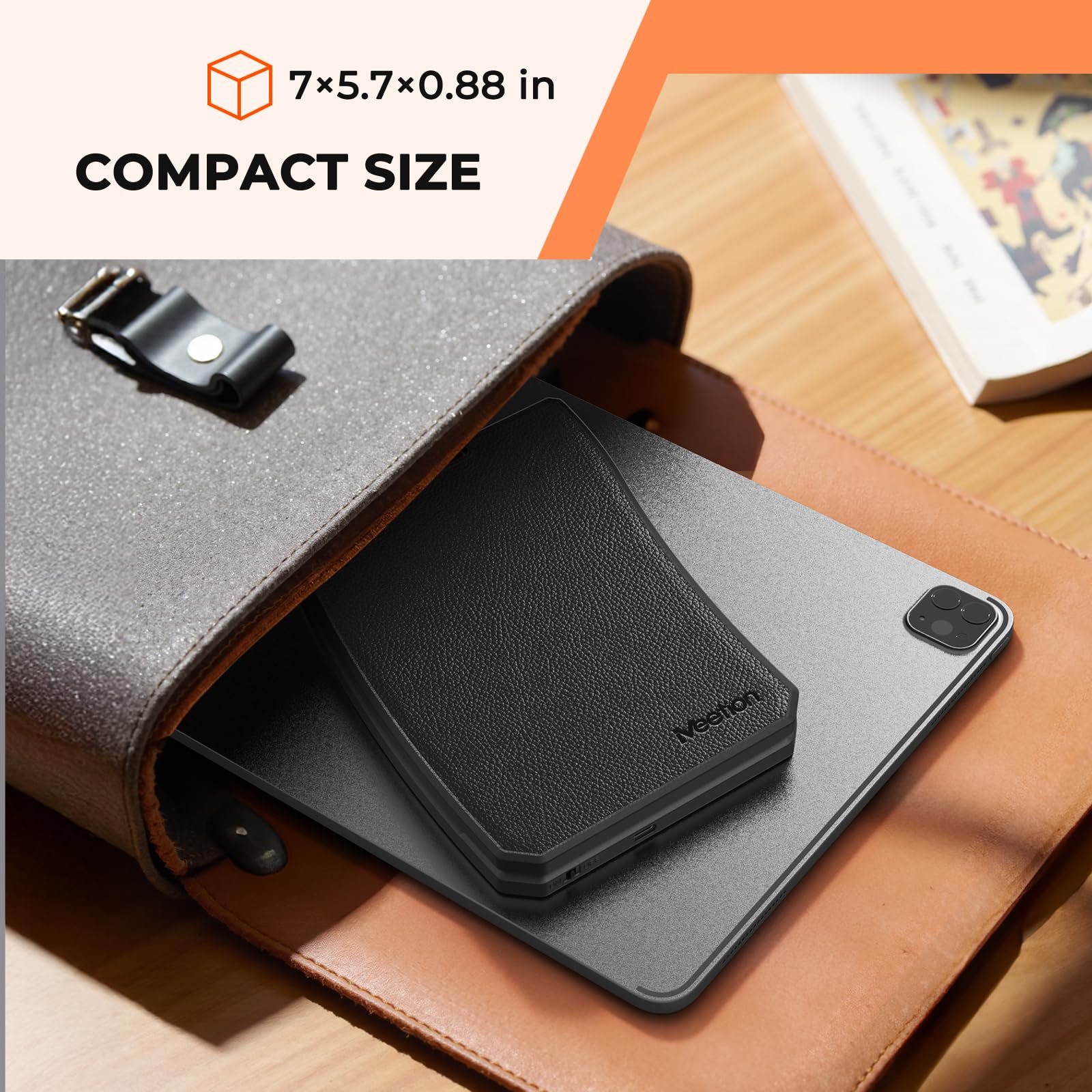 MEETION Tastiera Bluetooth pieghevole ergonomica, compatta, portatile, senza fili, per viaggi d'affari, ricaricabile, per PC, smartphone, iOS, Android, Windows, Mac, colore nero