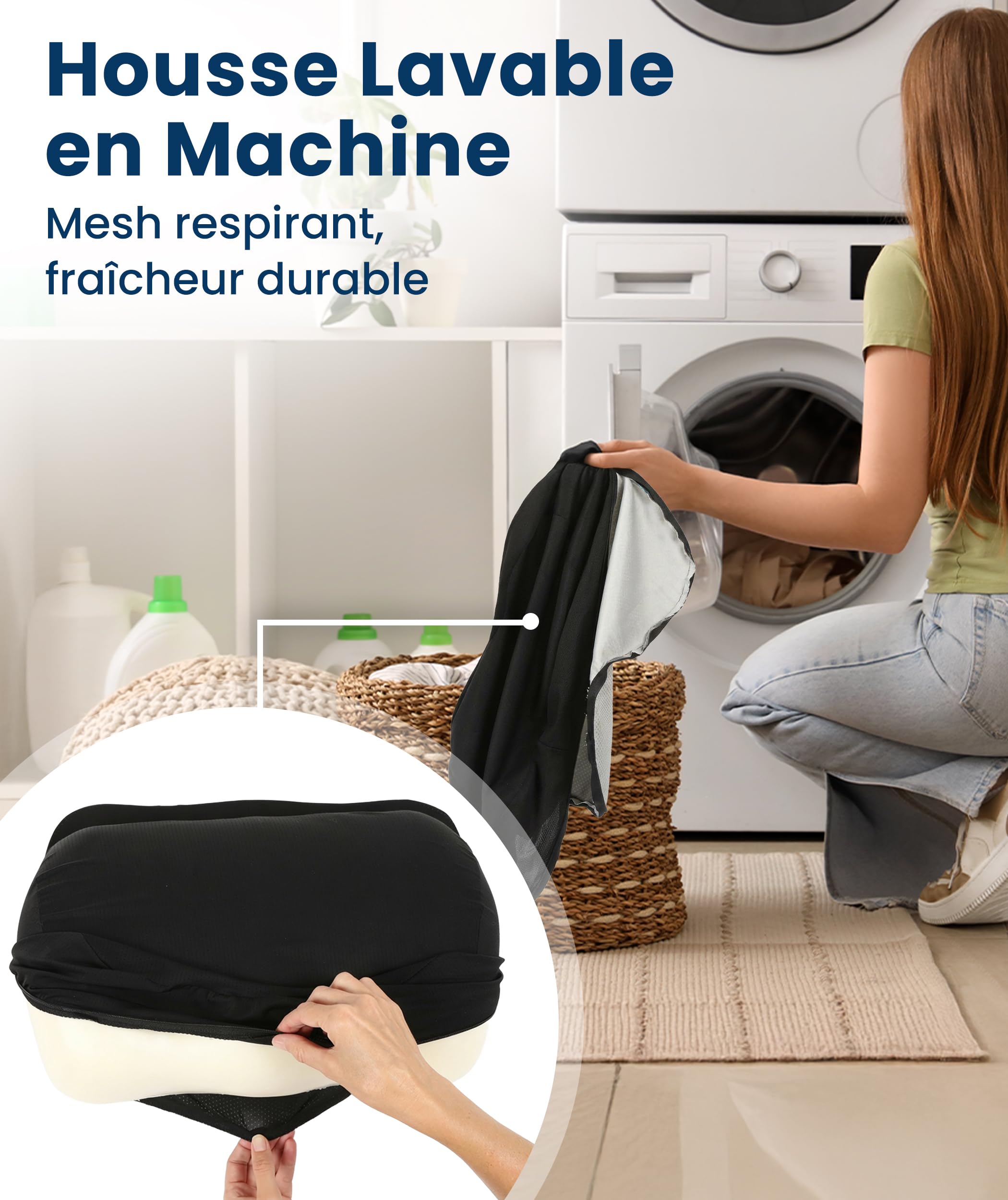 Everlasting Comfort FootCloud Repose-pieds sous bureau – Repose-pieds en mousse mémoire avec hauteur réglable, surface texturée et housse lavable