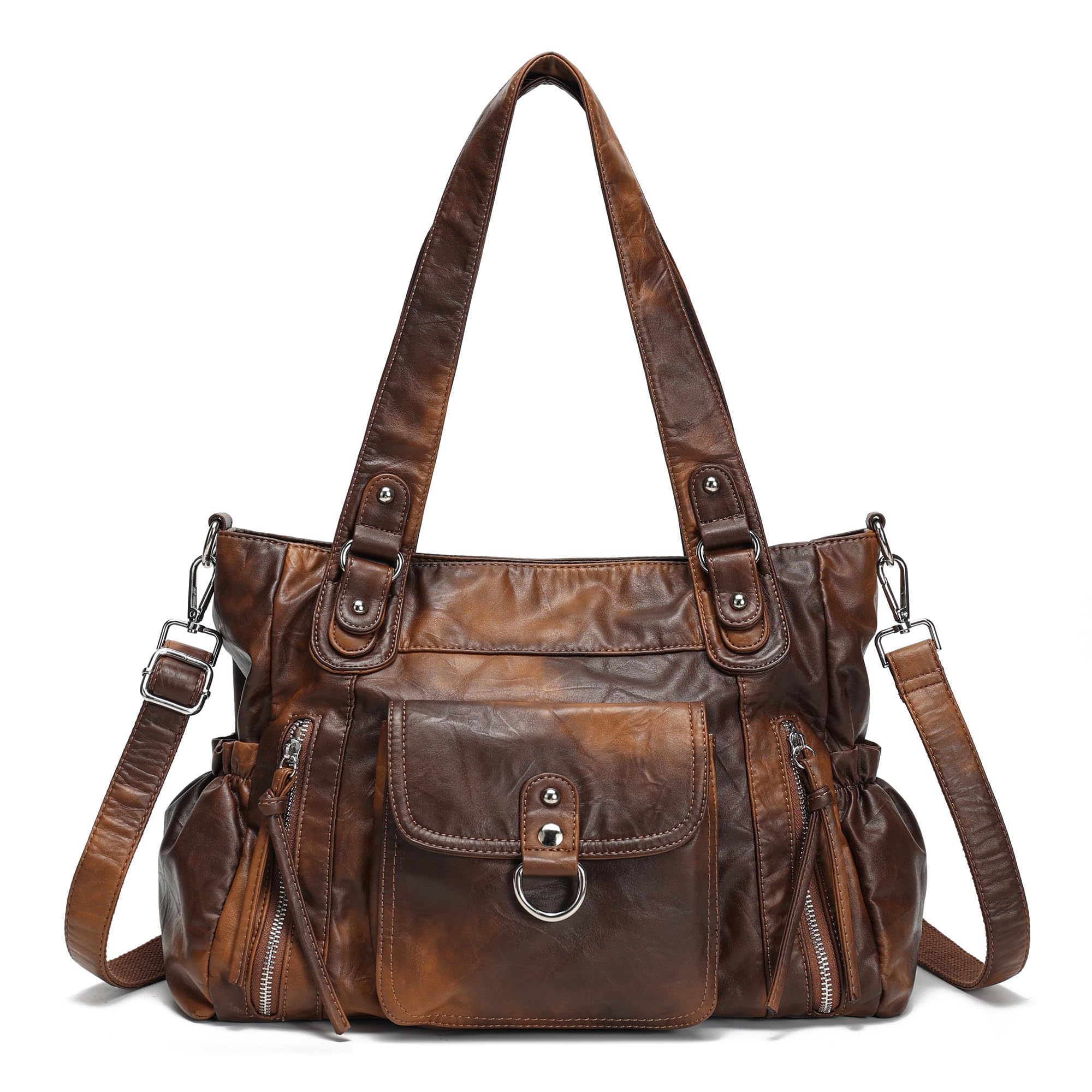Soft Faux Leather Shoulder Purse for Women Vintage Hobo Handbags