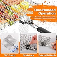 Vista 9 de 3 Pcs Silicone Air Fryer Liners Square Airfryer Liners 4-7 QT 7.1 Inch, Fish Grill Basket for Outdoor Grill, Grilling Basket With Removable Handle