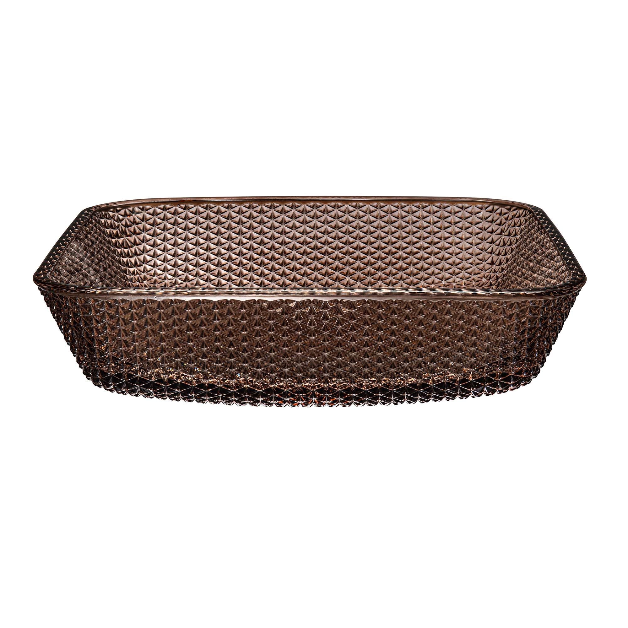 Mai & Mai Lavabo da Appoggio in Vetro 40x40x11cm Caffè, Minerva03 | Vetro Temperato, Lavandino Bagno da Appoggio Rettangolare, Stampaggio Monopezzo, Bordi Sottili, Facile da Pulire