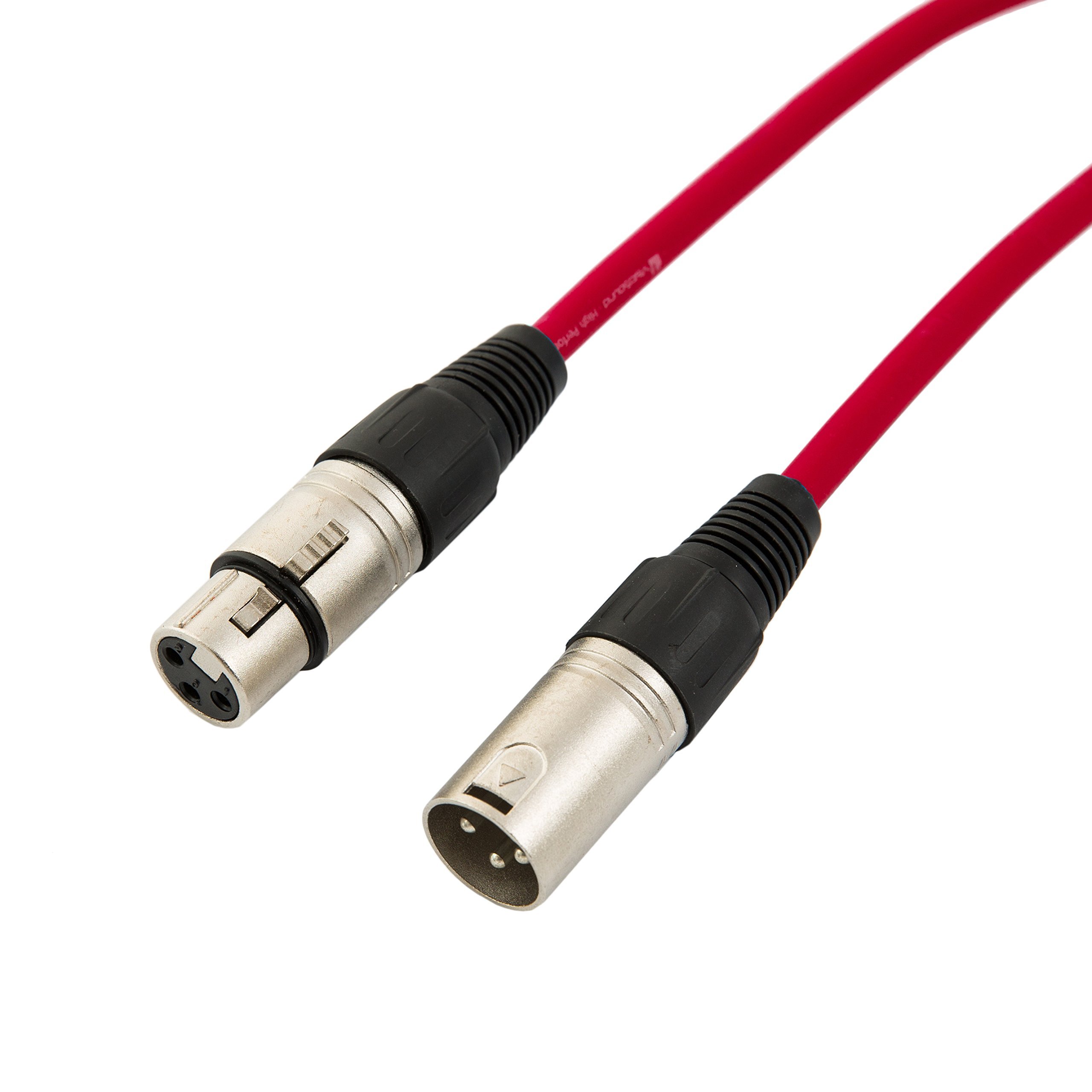 VisioSound Male to Female XLR Mic Lead/Balanced Microphone/Mic Patch Cable / 7 Colours 1m Red - Image 2