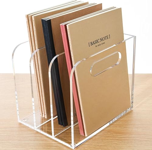 Miniatura 8 de Organizadores de acrílico transparente, 5 compartimentos verticales, organizador de carpetas acrílicas y organizador de archivos, contenedores de