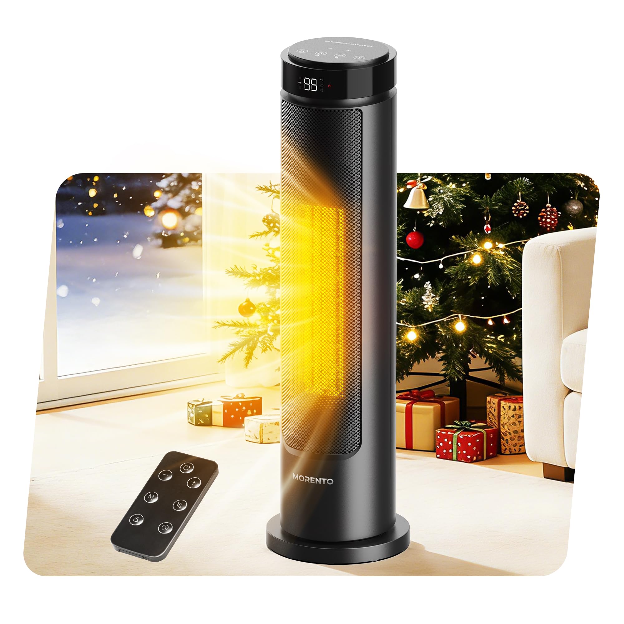 MORENTO Space Heater for Indoor Use 1500W Ceramic Fast Heat Electric Space Heater for Large Room with Remote