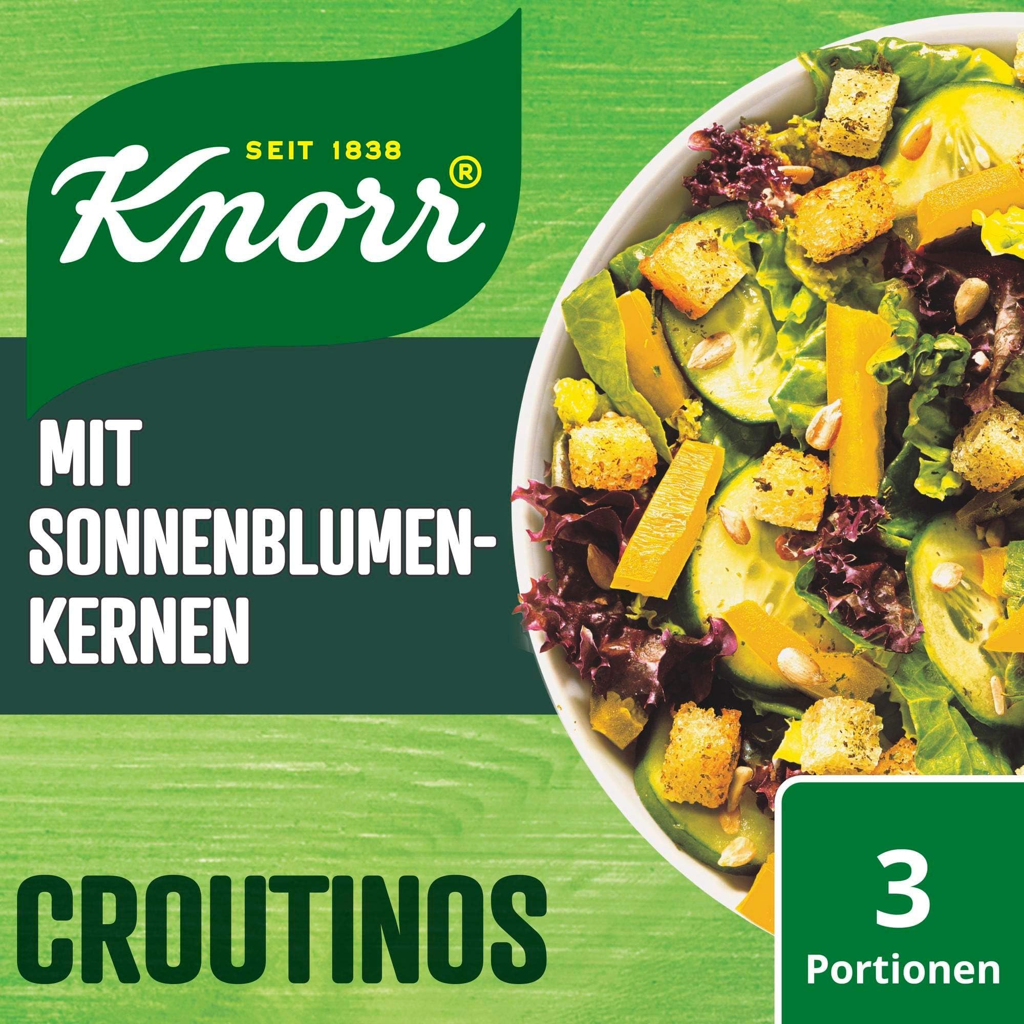 Knorr - Crunchy croutons with Sunflower Seeds (Salatkrönung Croutinos mit Sonnenblumenkernen) | Total Weight 25 Grams