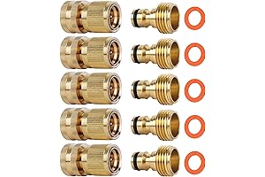 5-Pack 3/4" Garden Hose Brass 3/4" GHT Thread No Leak Easy Quick Connect Water Hose