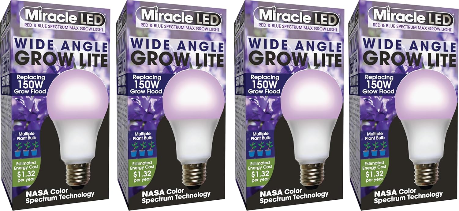 Miracle LEDs Purple Spectrum Wide Angle Grow Light Bulbs (4-Pack)