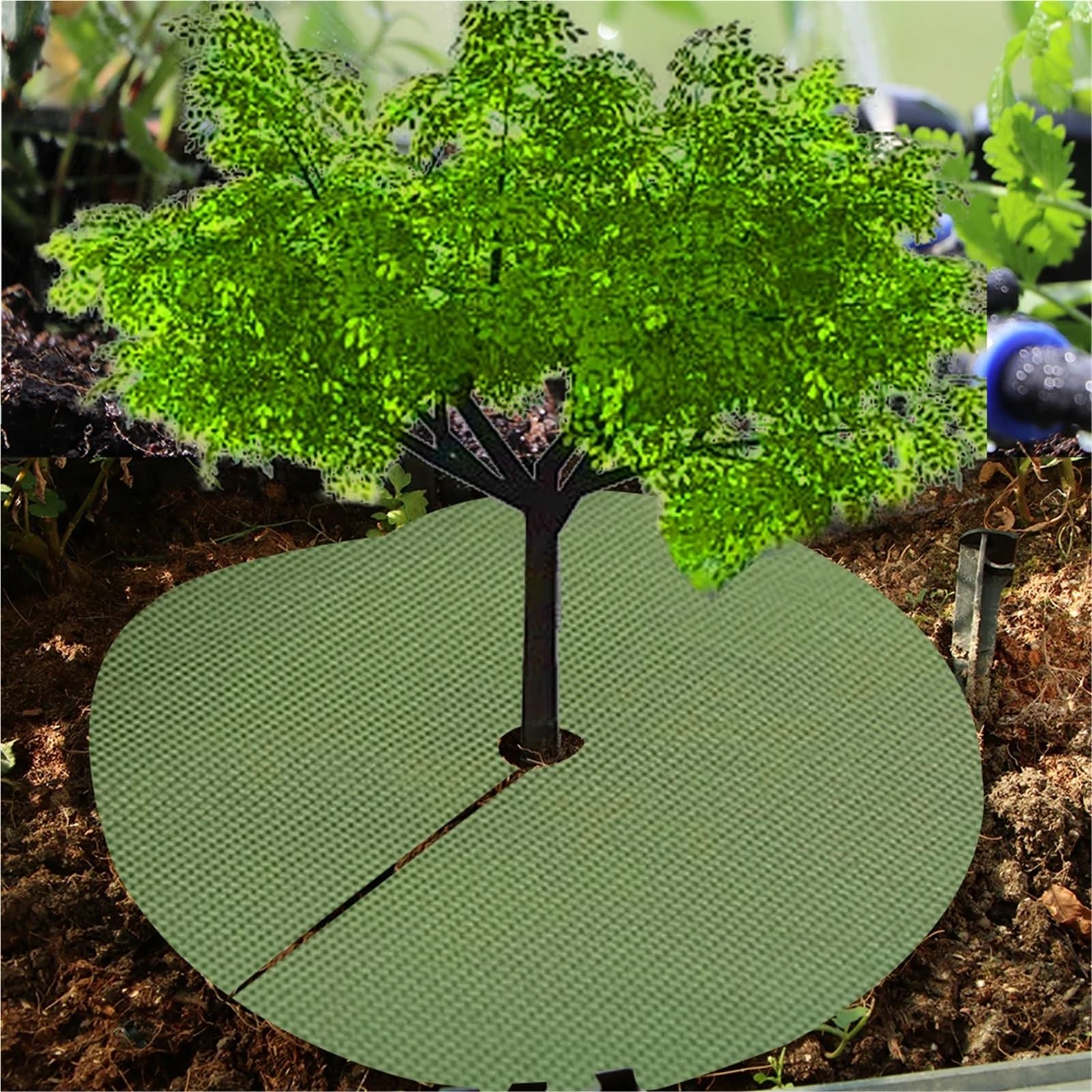 Unkrautvlies 0,3 mm Dickes, rundes Baumschutz-Unkrautschutzmatten-Kontrolltuch for die Wurzelabdeckung von Gartenobstgarten-Topfpflanzen(Round-42cm,20PCS)