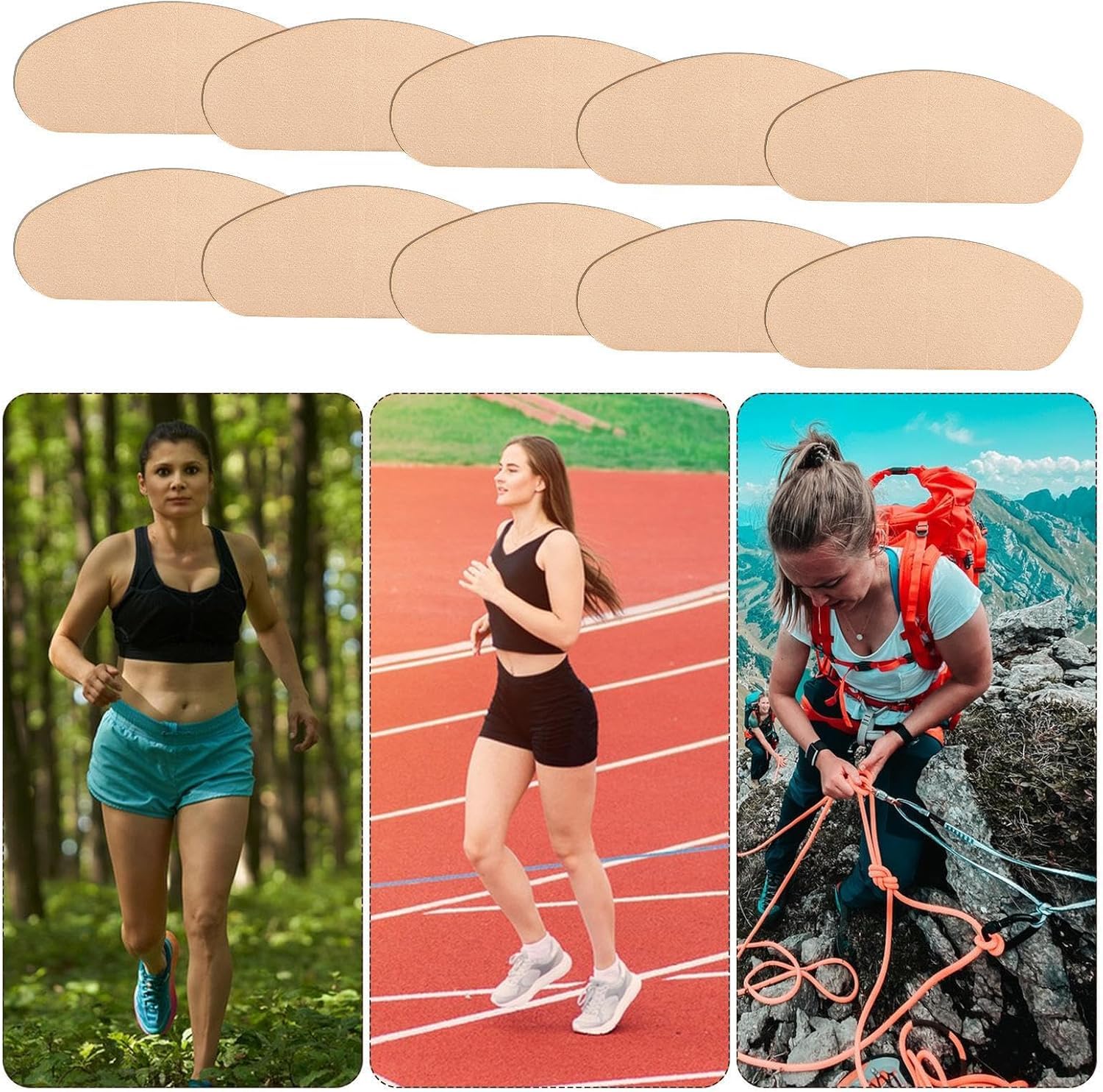Parches antirozaduras para muslos 10 piezas almohadillas anti-fricción protección corporal mujer resistentes fricción entrenamiento