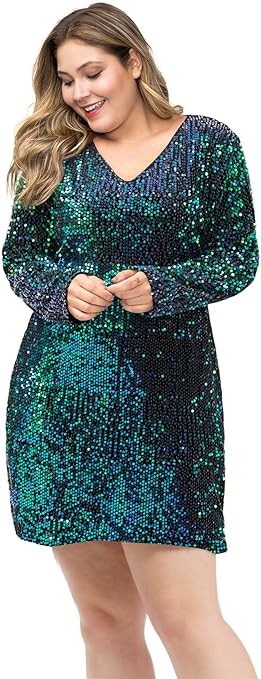 plus size green sequin dress