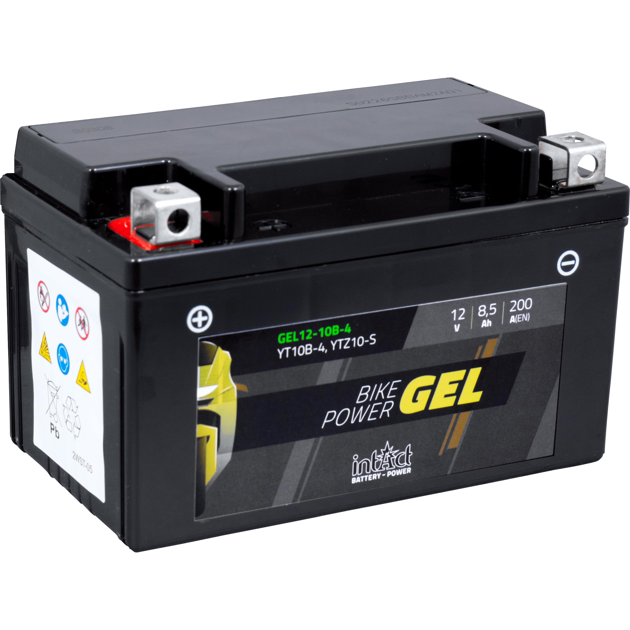 intAct Bike-Power GEL12-10B-4, CT10B-4, Batería de moto 12V 8,5Ah 200A (EN), Batería de moto de gel sin mantenimiento con un 30% más de potencia de arranque, para scooter, moto, quad