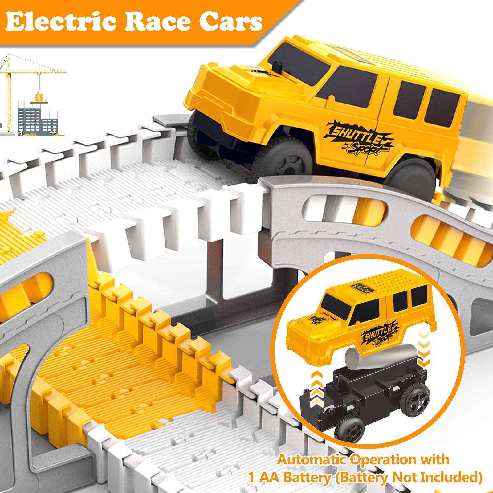 Pista Macchinine, 280 Pezzi Pista Auto Flessibile con 6 Auto Giocattolo, Piste da Corsa per Bambinis, Regalo di Compleanno per Bambini, Macchina per Bambini Regalo Bambino 3-8 Anni