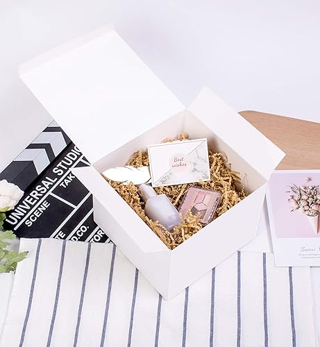 Miniatura 7 de SHIPKEY 10 cajas de regalo blancas con tapas, cajas de regalo cuadradas duraderas de 5 x 5 x 5 pulgadas, caja de regalo para bodas, Navidad,