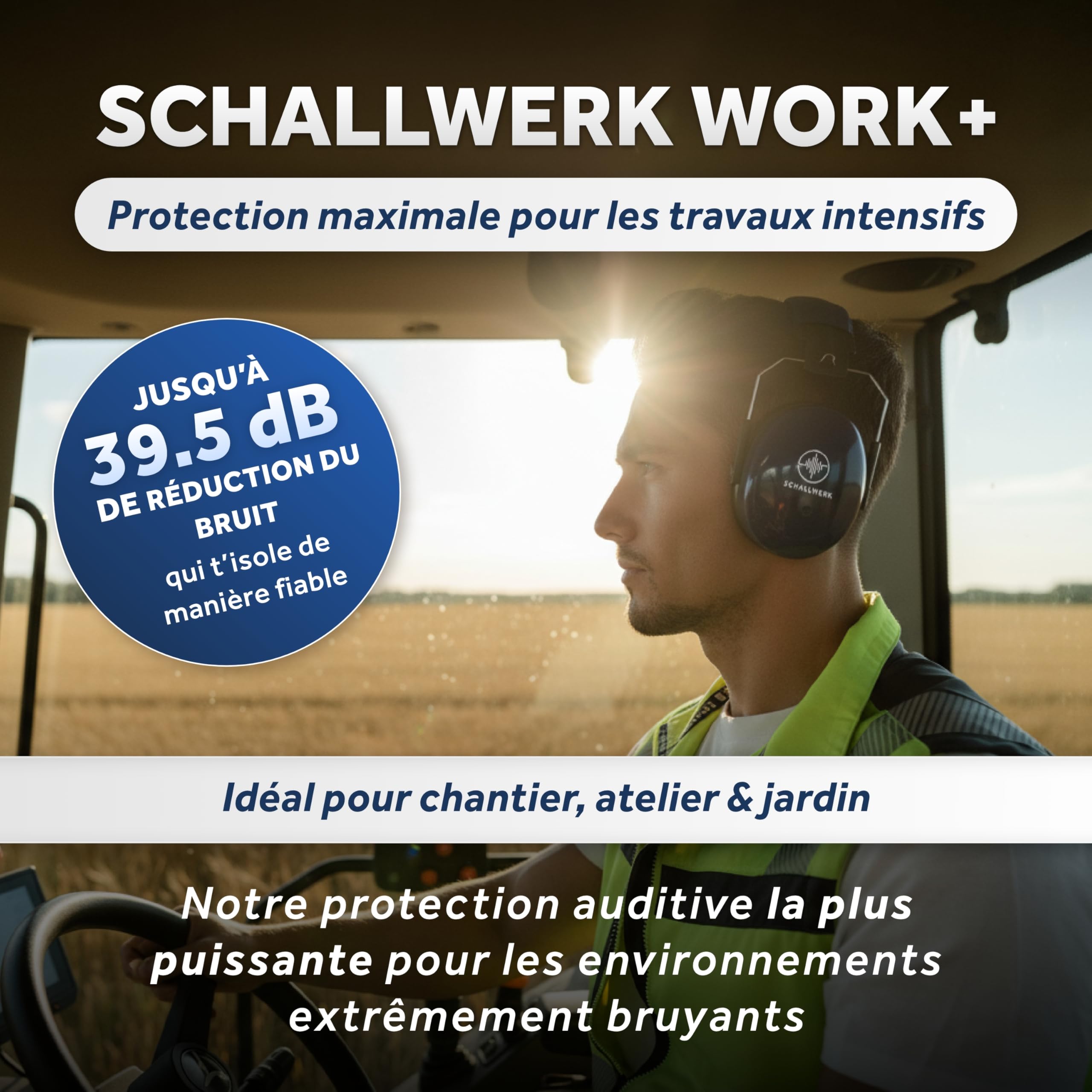 Schallwerk ® Work+ protection auditive de travail – taille des casque anti bruit ajustables – atténue le bruit et protège l'audition – idéal pour le travail et la vie quotidienne (Navy Blue)