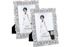 Yookeer 2 Pack Crystal Picture Frame 5x7 Rhinestone Picture Frame Wedding Valentines