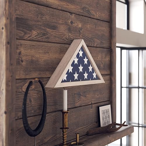 Miniatura 4 de HBCY Creations Exhibidor de bandera para 5 x 9.5 pies, bandera de entierro de veteranos estadounidenses de madera maciza con marco de cristal