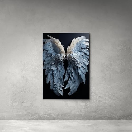 Miniatura 5 de White Angel Wing Prints on Canvas, Abstract Modern Minimalist 3D Texture Acrylic Artwork for Tranquil Bedroom Wall Art Decor, Canvas, Art Decor