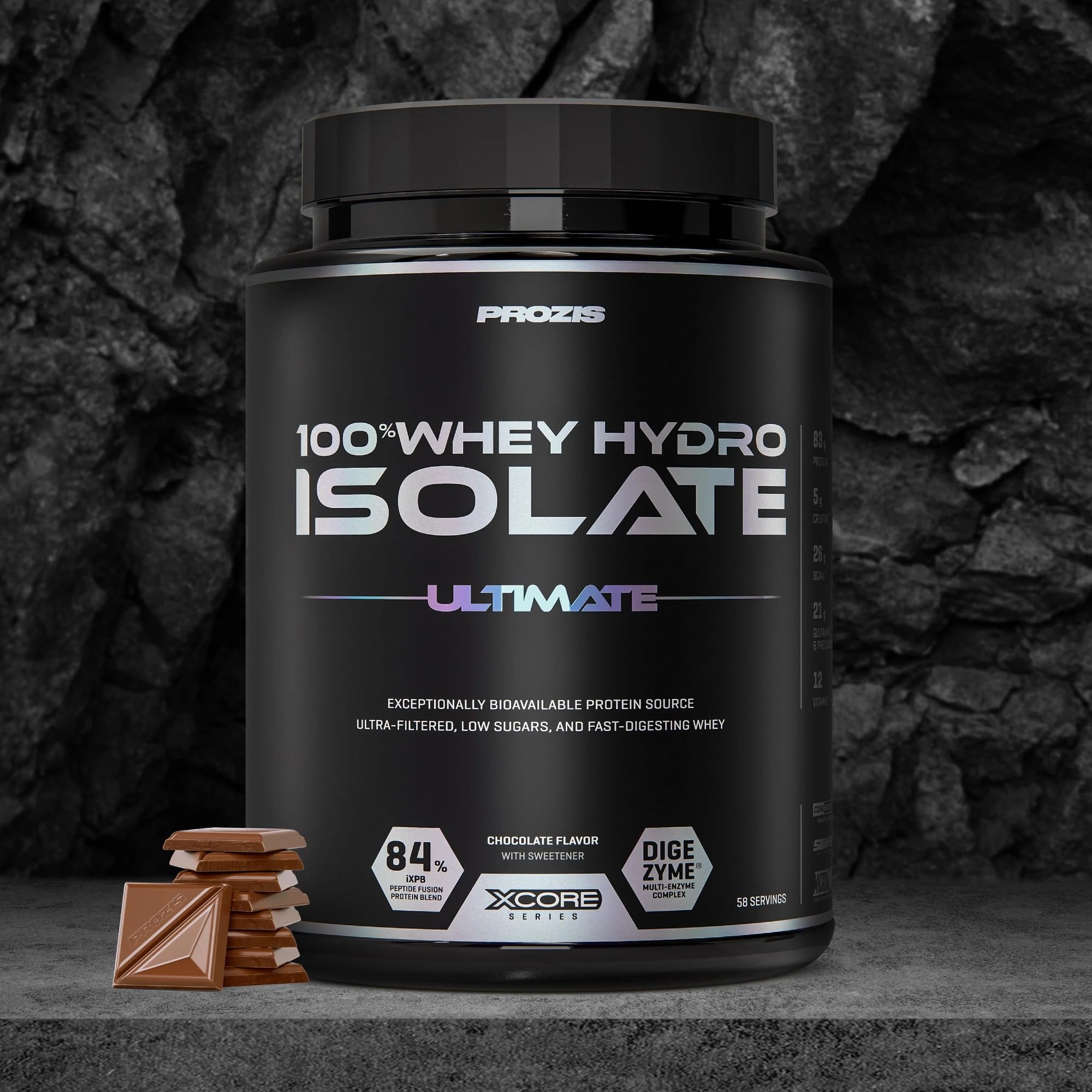 Prozis 100% Whey Hydro Isolate SS Proteine, 2000 g, Cioccolato