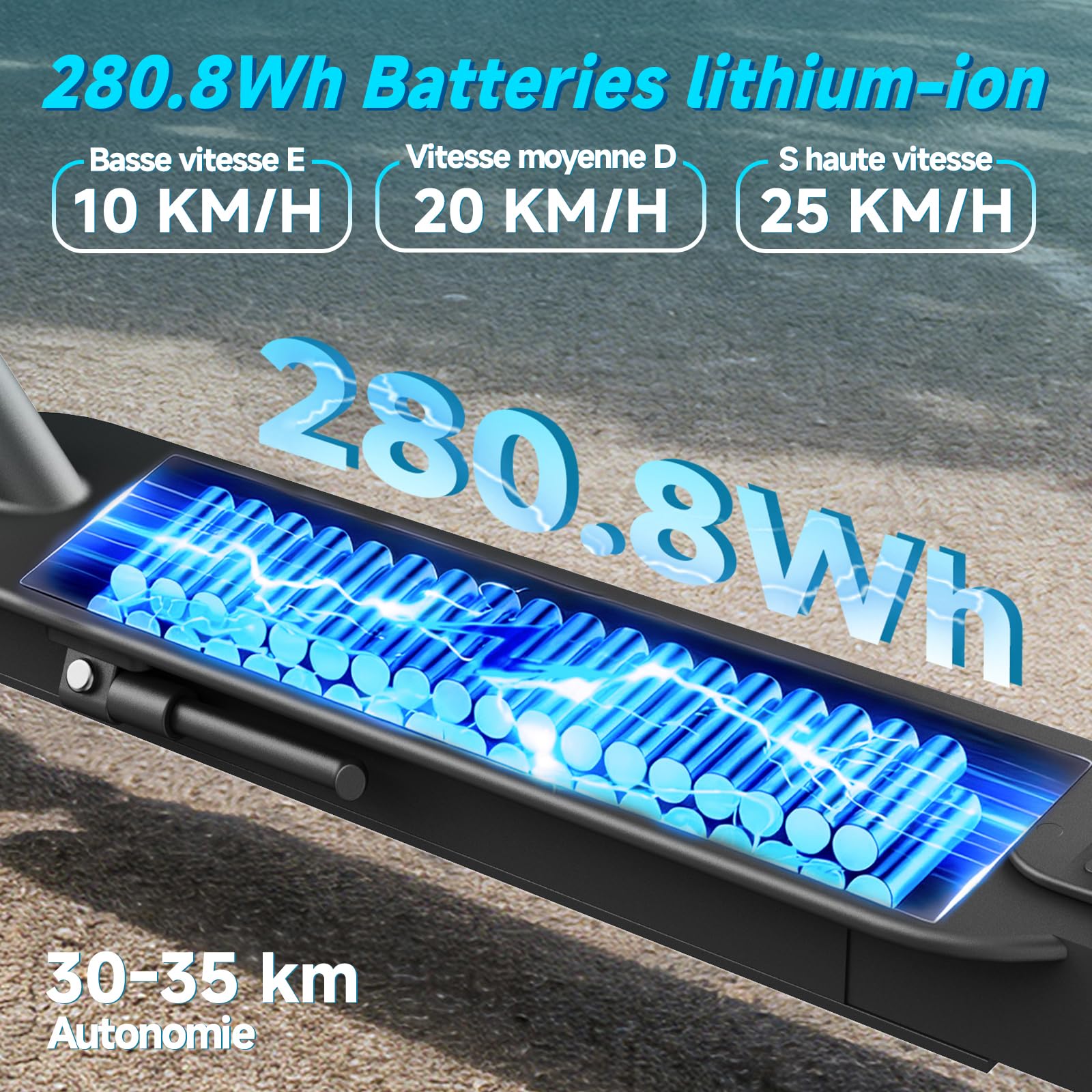 Trottinette Électrique Adulte Légère Amortisseur Avant 35KM APP | Moteur crête 650W, 36V 7.8Ah, charge 130kg, poids 12kg, pneus pleins alvéolés increvables, double freinage