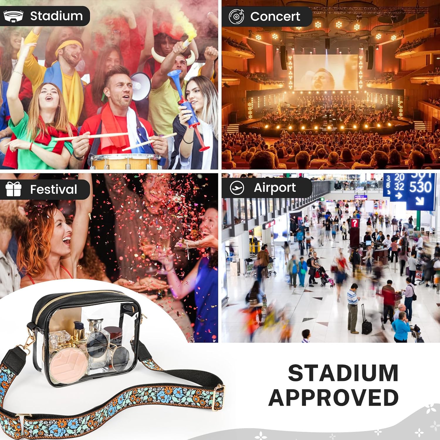 Aveniee Clear Bag Stadium Approved, Clear Purses for Women, Cross body Bag for Concerts with Adjustable Strap - Image 6