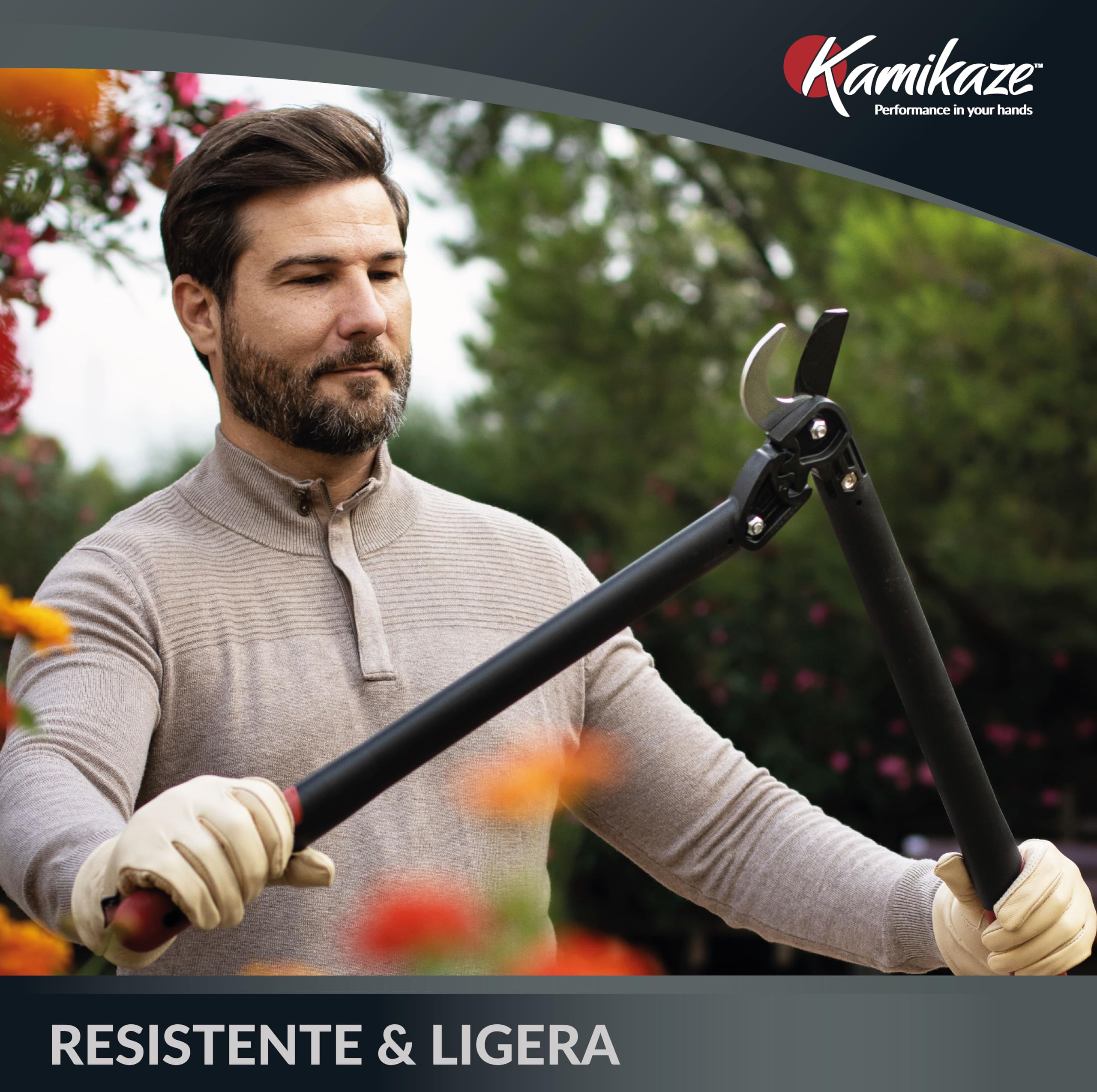 KAMIKAZE KM770 Tijera de Dos manos para Poda de Arboles. Corta ramas con Sistema Multiplicador de Fuerza. Tijera de Poda para Madera con Mangos Ergonómicos Ideal para Ramas de 50mm. Longuitud 72cm