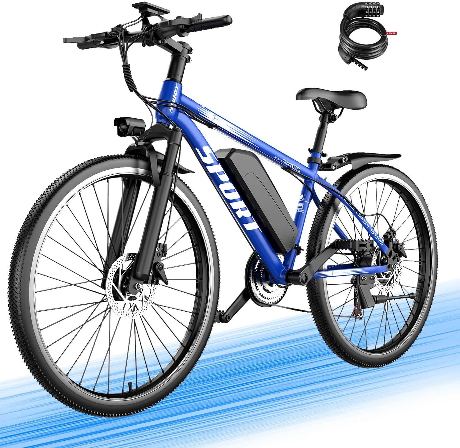 ASKGO Electric Bike for Adults, 1500W Peak Mountain Ebike with 25 MPH, 65 Miles Range, 7 Speeds, 48V 10.4Ah Removable Battery Ebike, 26" Electric Bicycle for Commute
