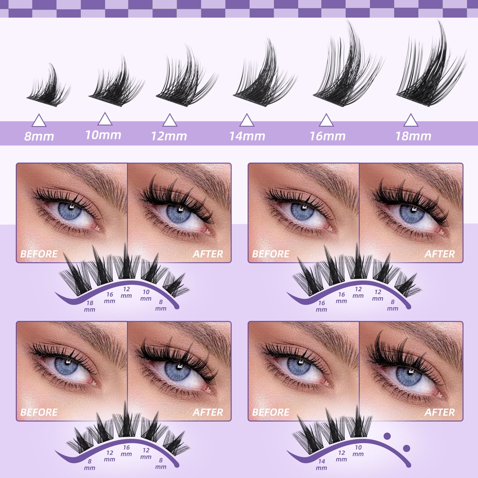 Amazon.com: B&Q Manga Lash Clusters Kit DIY 8-18mm Reusable