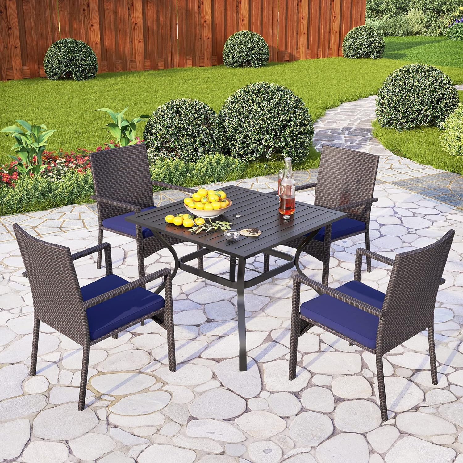 Outsunny 2er-Set Gartenstühle Aus PE-Rattan – Mit Kissen, Schwarz, Für Terrasse, Balkon & Garten