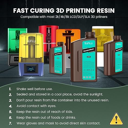 Miniatura 7 de Resina de impresora 3D SUNLU 4kg, resina 3D de curado rápido estándar para la mayoría de impresoras 3D de resina, resina líquida de fotopolímero de