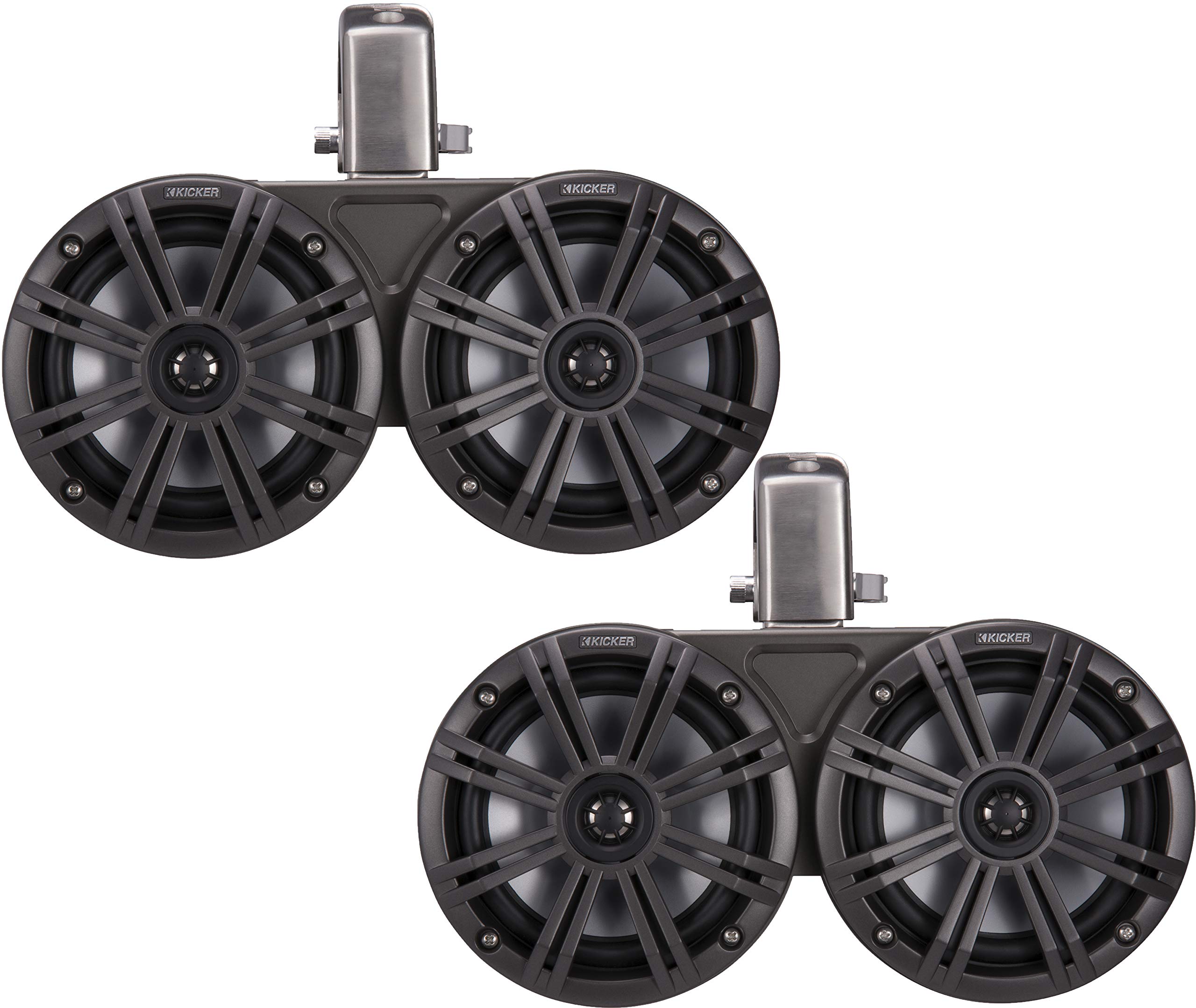 KICKER Pair 45KMTDC65 Dual 6.5" 390w Marine Wakeboard Tower LED Speakers KMTDC65