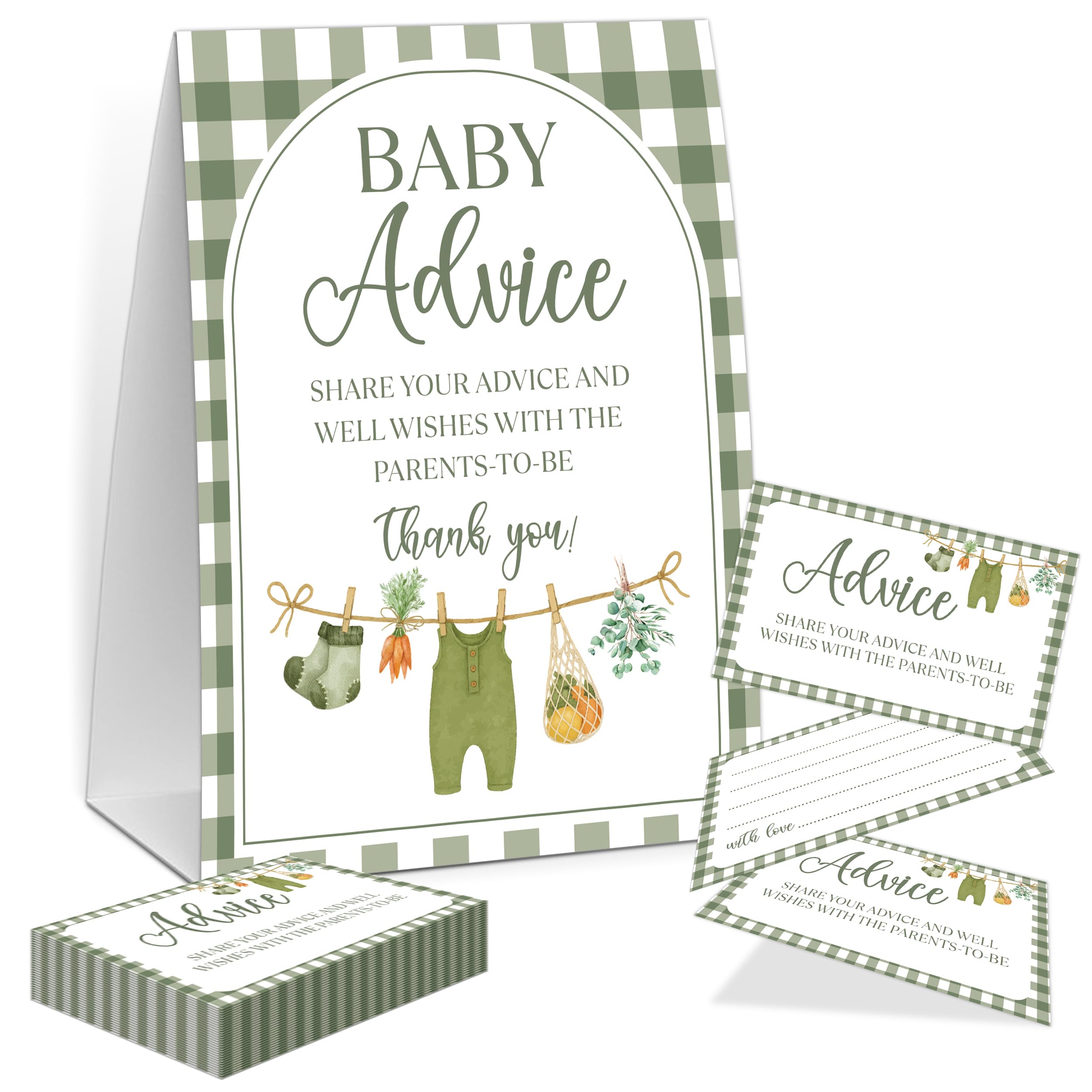 Porady dla rodziców na baby shower, gra na baby shower, zawiera jeden znak 5 × 7 i 50 kart z poradami, artykuły dekoracyjne na targu rolników ujawnienie płci - FH06